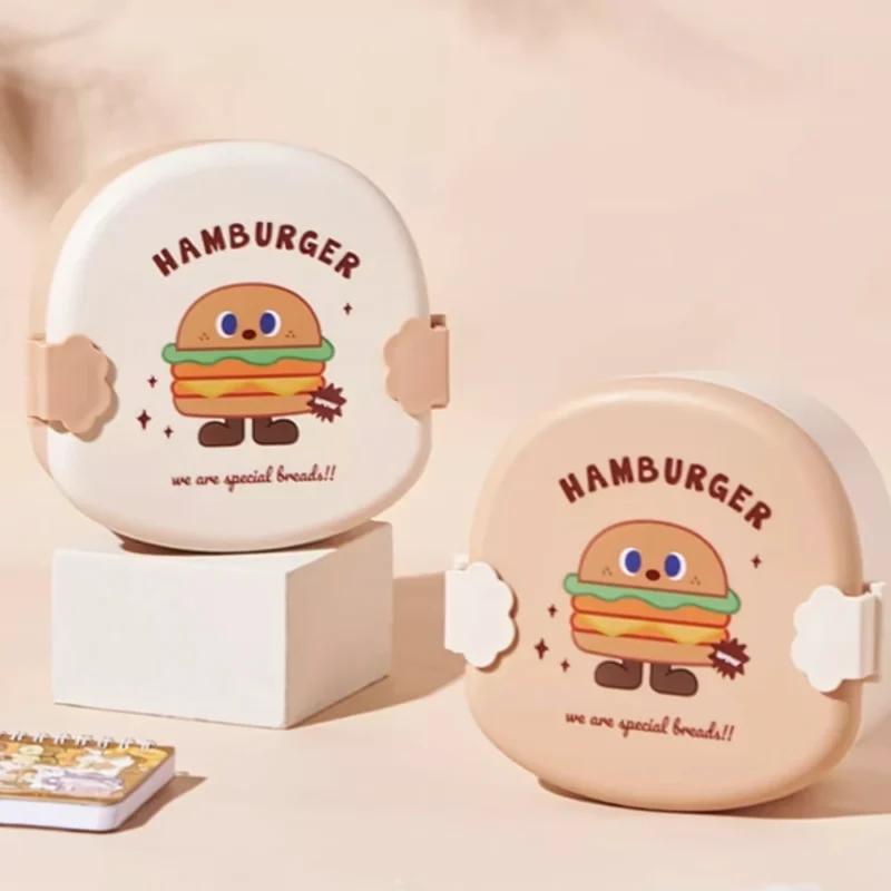 Marmitas Lancheira Com Estampas E Formatos Divertidos Com Talheres Hambúrguer Para Lanches E Marmitas