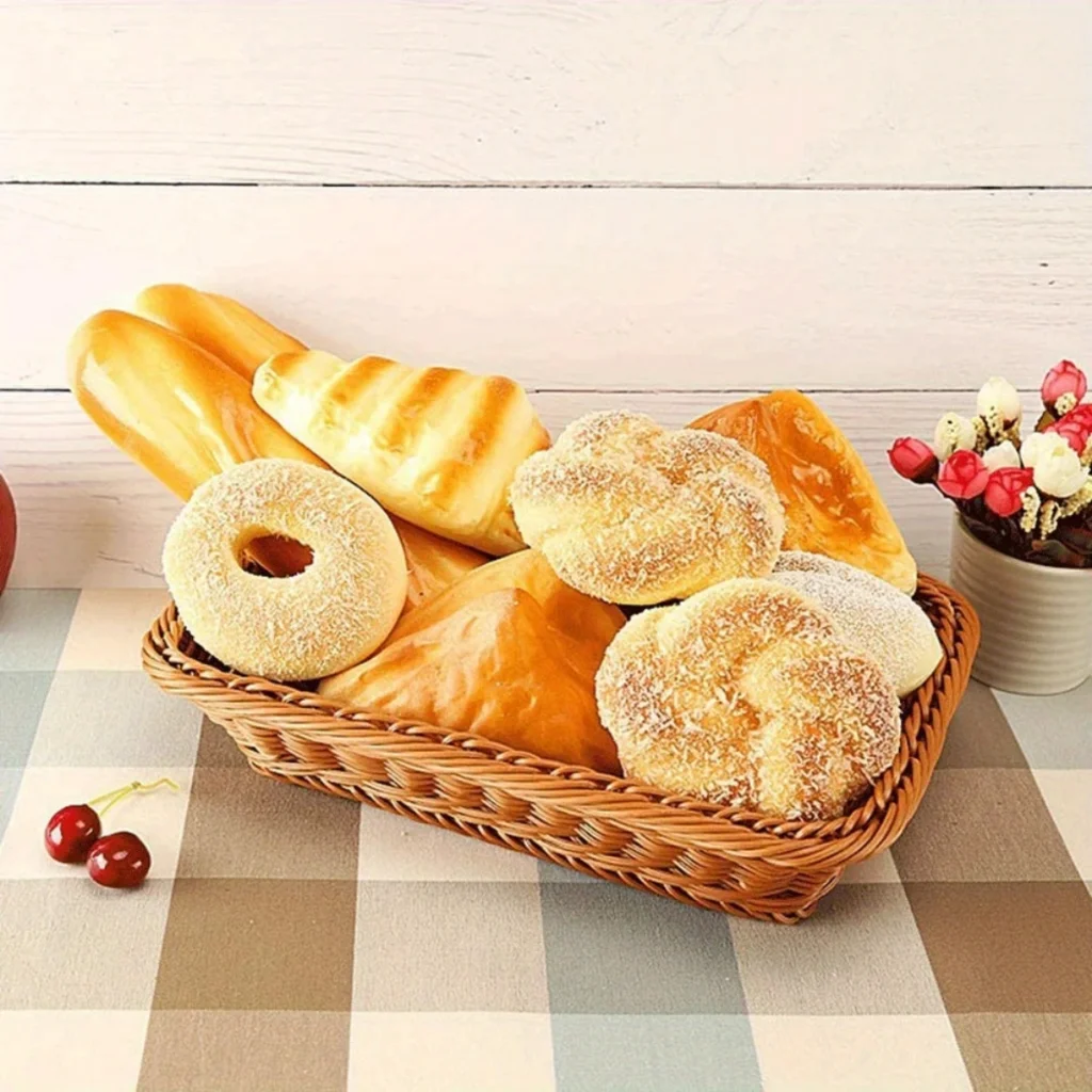 Cesto Organizador Retangular Cesta Aramada Porta Pao Fruteira Frutas Pães Decorativo Mesa Cozinha Sala Casa Organização Armazena - Imagem 2