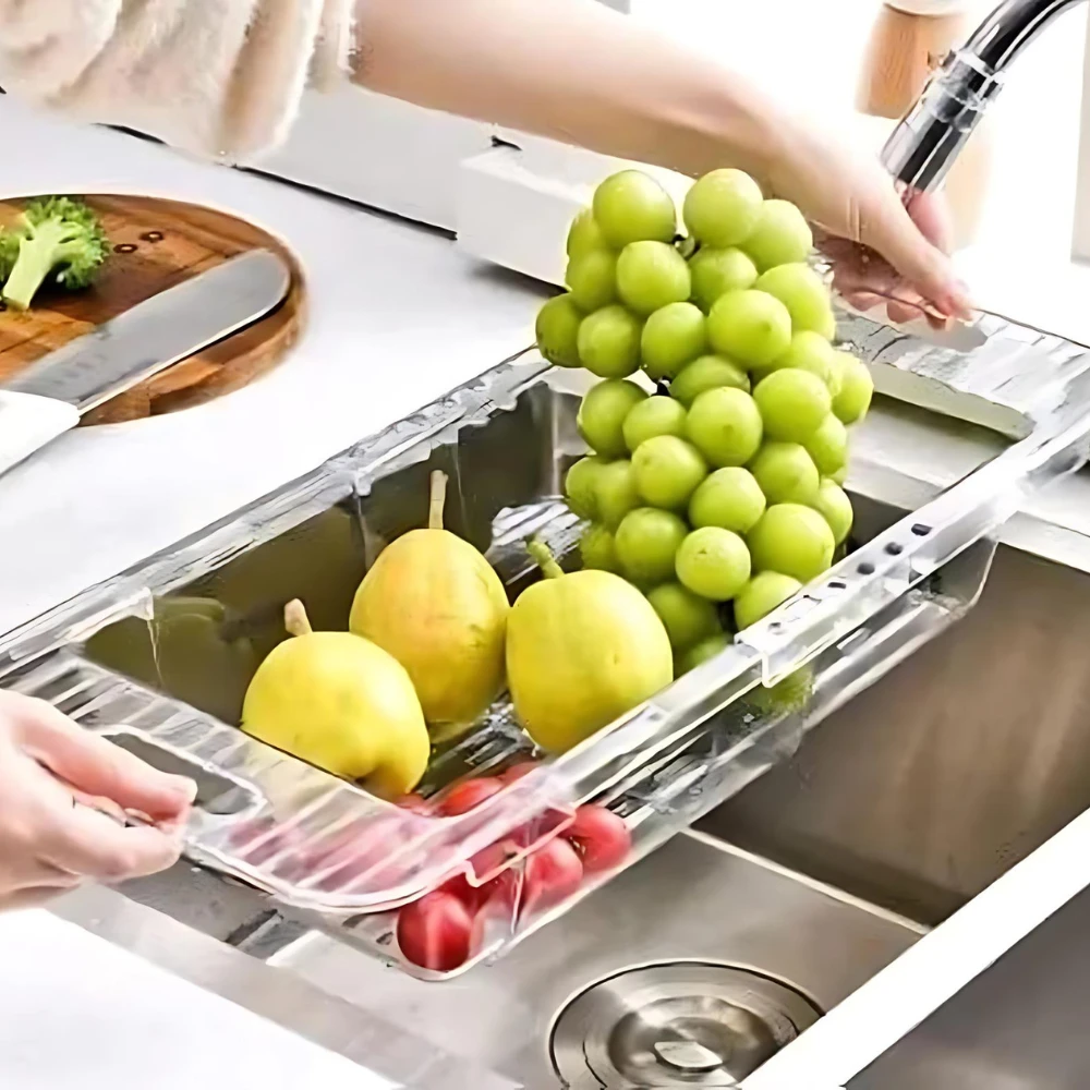 Escorredor De Cozinha Para Frutas E Legumes Tamanho Ajustável Ácrilico Pia - Imagem 6