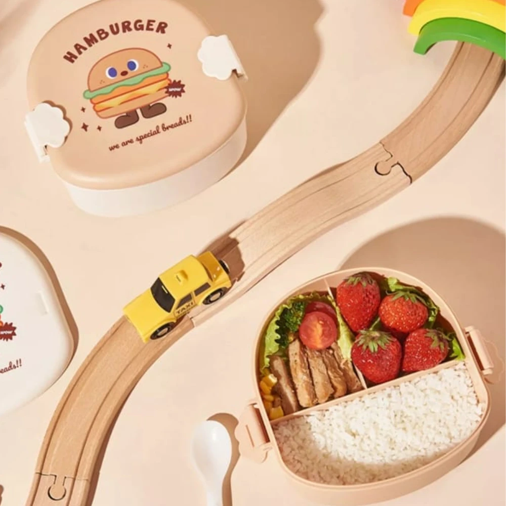 Marmitas Lancheira Com Estampas E Formatos Divertidos Com Talheres Hambúrguer Para Lanches E Marmitas - Imagem 2