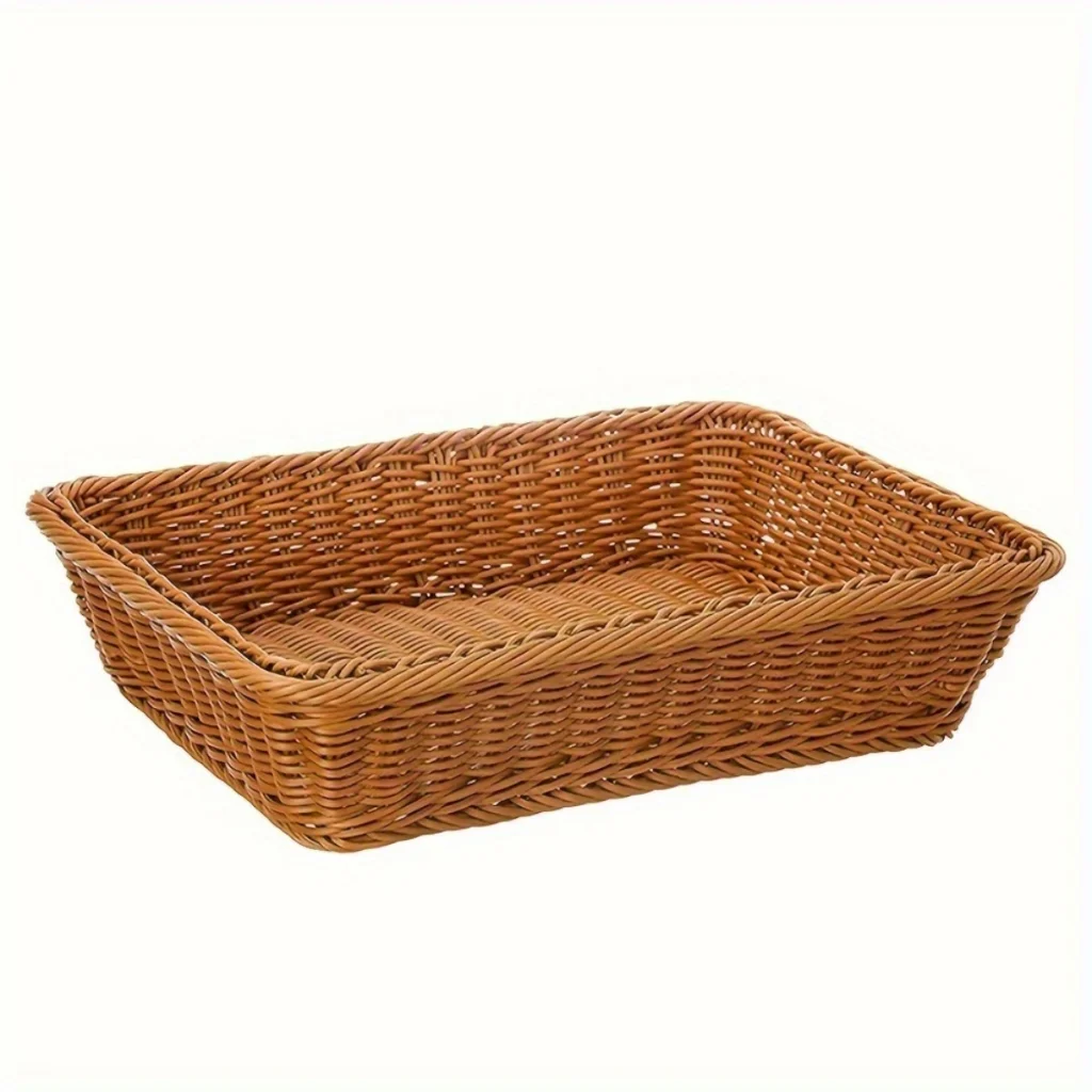 Cesto Organizador Retangular Cesta Aramada Porta Pao Fruteira Frutas Pães Decorativo Mesa Cozinha Sala Casa Organização Armazena - Imagem 5