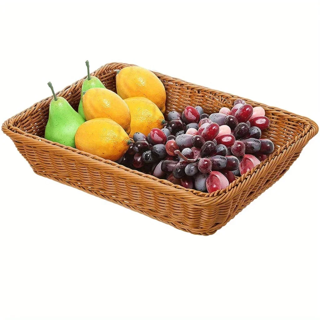 Cesto Organizador Retangular Cesta Aramada Porta Pao Fruteira Frutas Pães Decorativo Mesa Cozinha Sala Casa Organização Armazena - Imagem 4