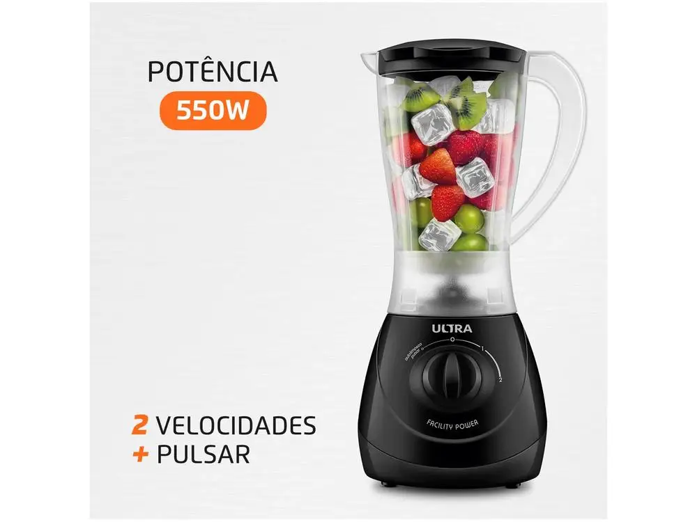 Liquidificador Mondial Ultra Facility Power 2 Velocidades 550W Preto - 110V - Imagem 2
