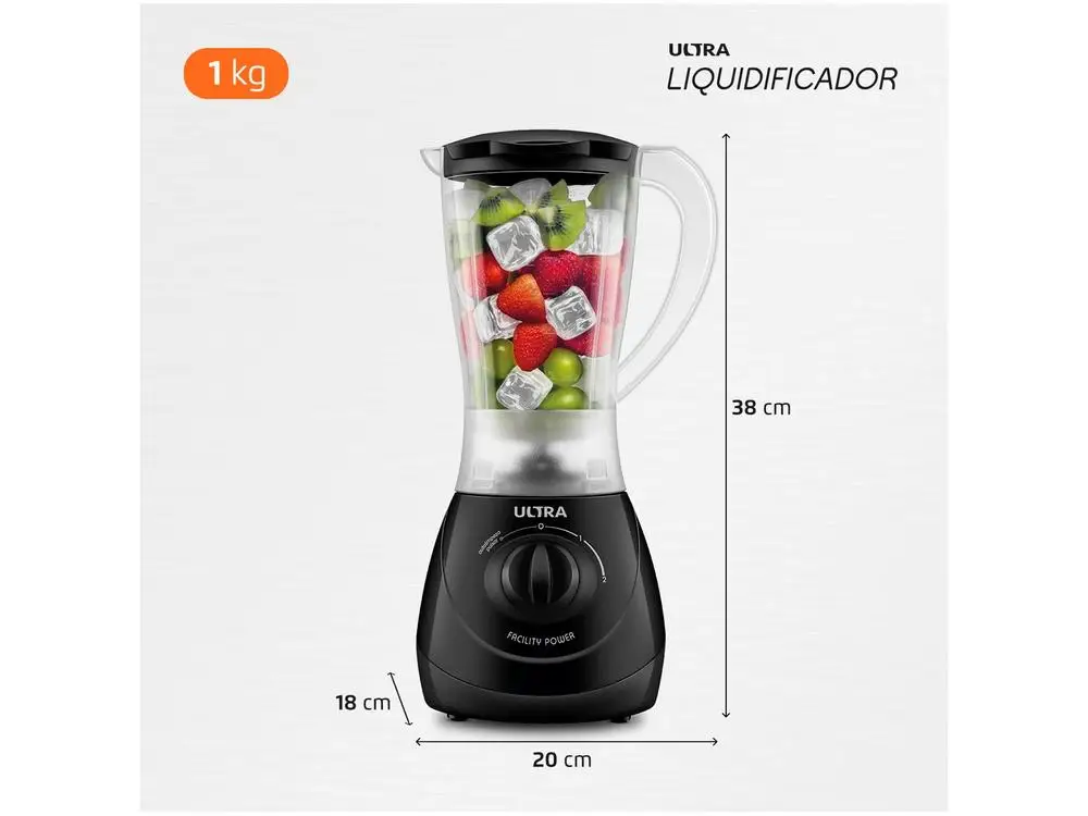 Liquidificador Mondial Ultra Facility Power 2 Velocidades 550W Preto - 110V - Imagem 6