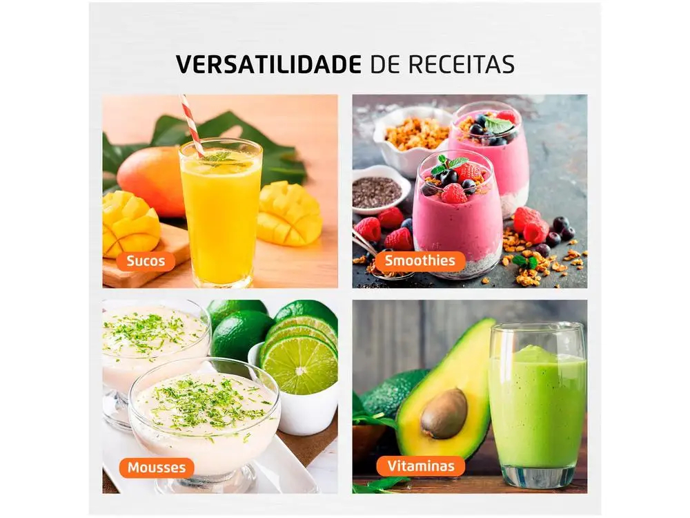 Liquidificador Mondial Ultra Facility Power 2 Velocidades 550W Preto - 110V - Imagem 4