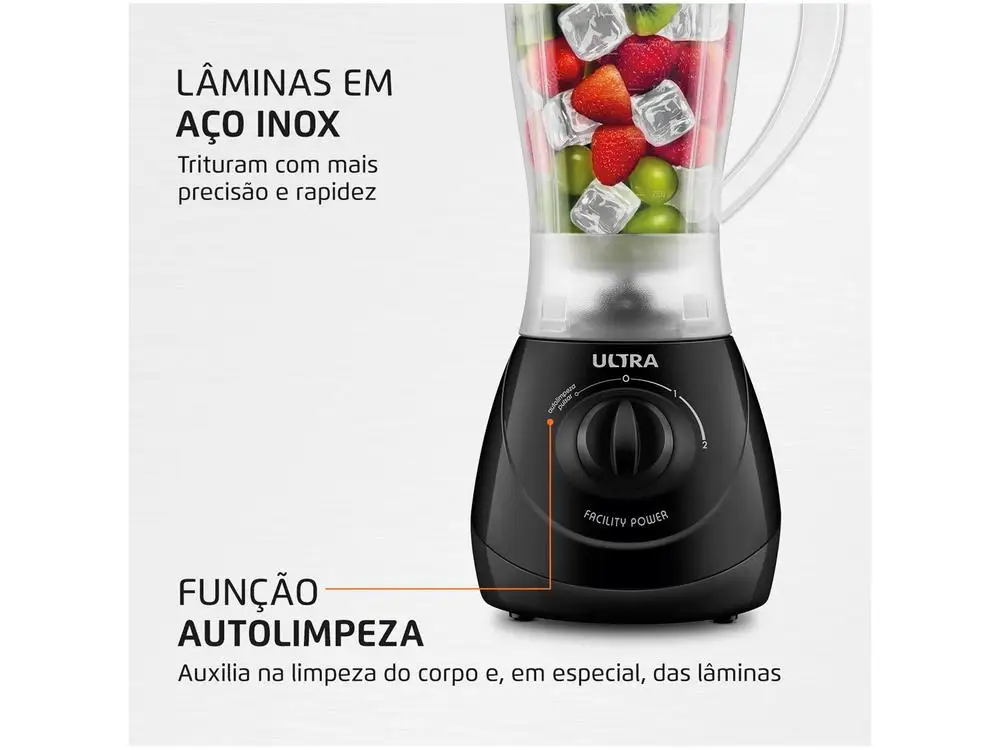 Liquidificador Mondial Ultra Facility Power 2 Velocidades 550W Preto - 110V - Imagem 5