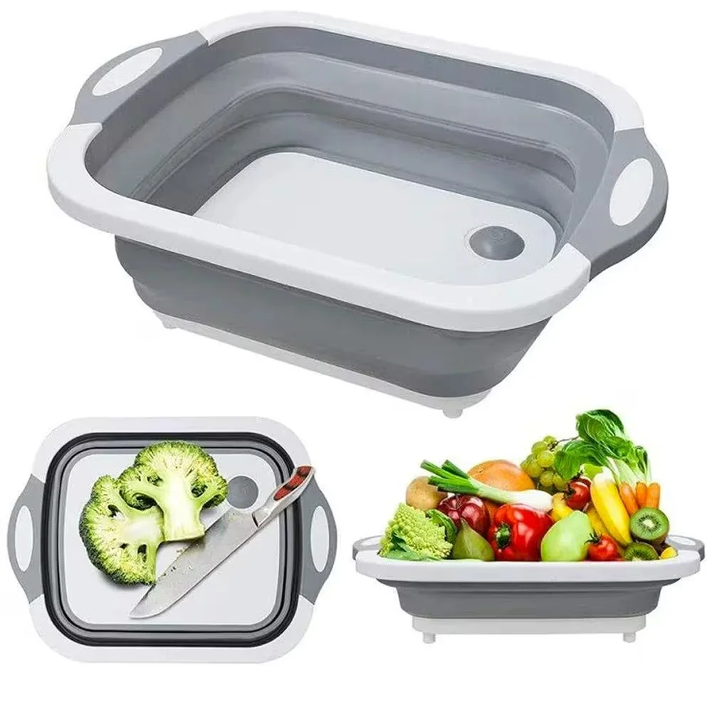 Tábua de Corte Multifuncional, Tábua de Corte Dobrável, Cesta Drenagem Conveniente e Simples, Suprimentos de Cozinha, Novo - Imagem 5